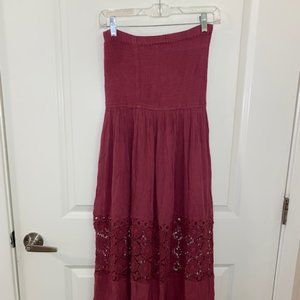 CHELSEA 28 NORDSTROM BURGUNDY PINK STRAPLESS SUN DRESS - NEVER WORN